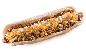 Foot Long with Cheddar, Onions, Chili