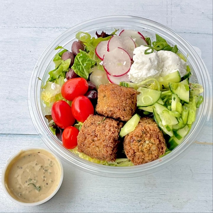 Falafel Salad with Tahini Lemon Dressing