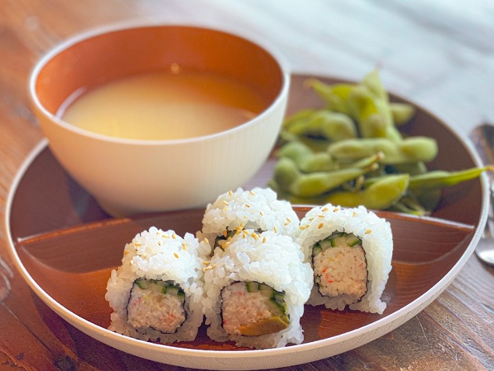 Kids/Avocado Roll (6pcs), Edamame, Miso Soup