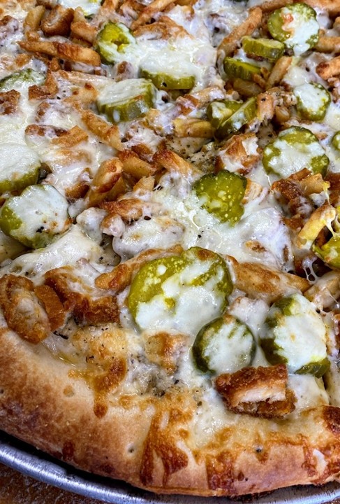GF Large Chicken, Pickles, Fries Pizza