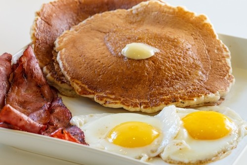 Pancakes with 2 Eggs & Meat
