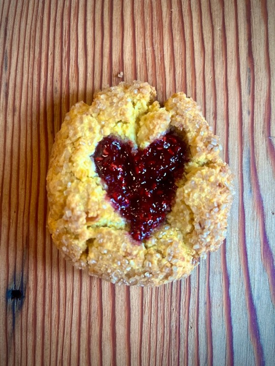 CORN RASPBERRY THUMBPRINT COOKIE (Vegan)