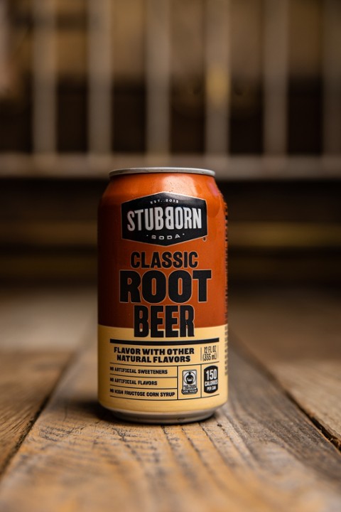 Stubborn Root Beer Soda Can