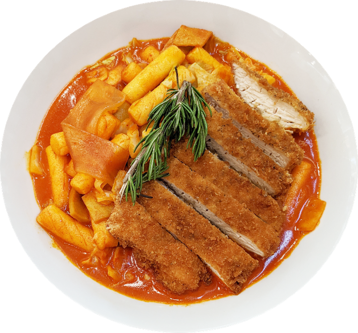 Crisscut Rose Tteokbokki with Katsu