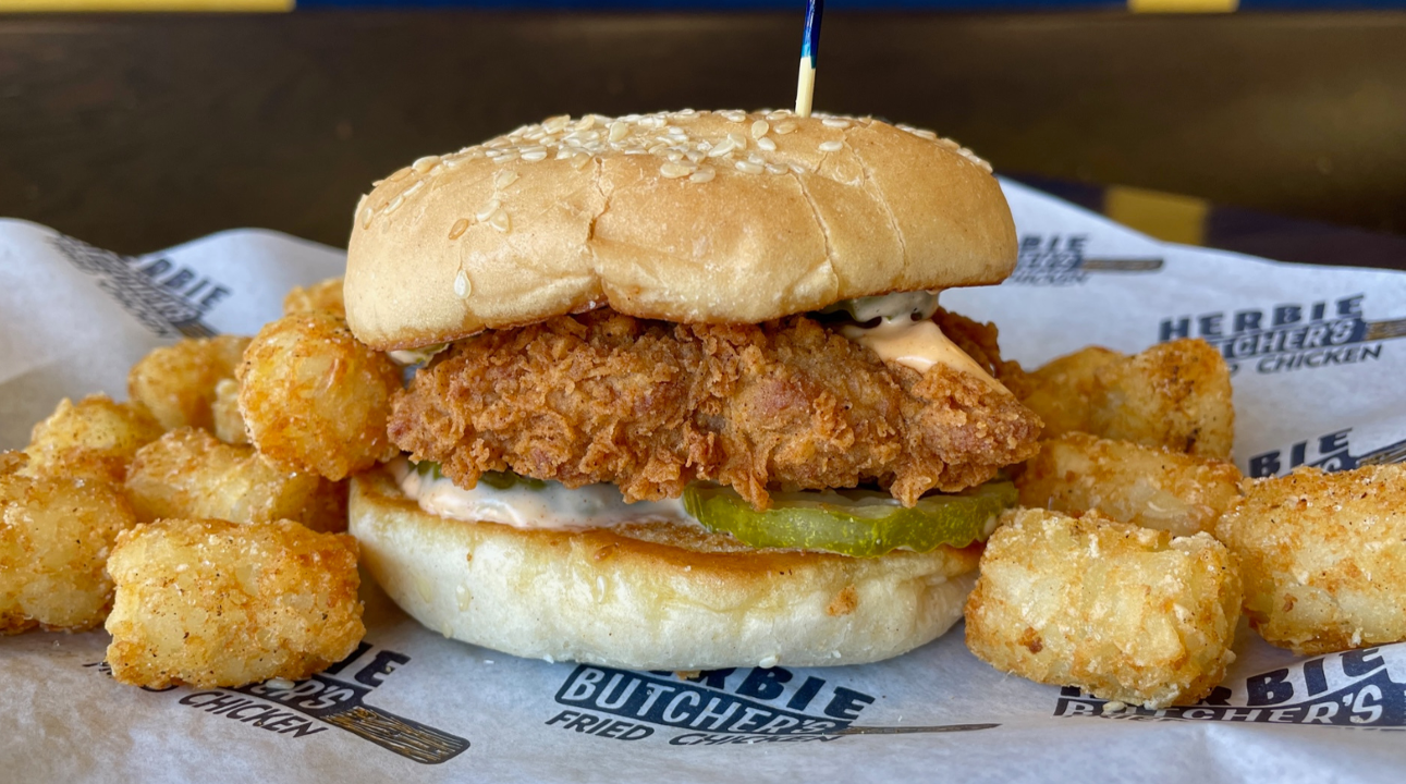 Chicken Sandwich with Tater Tots