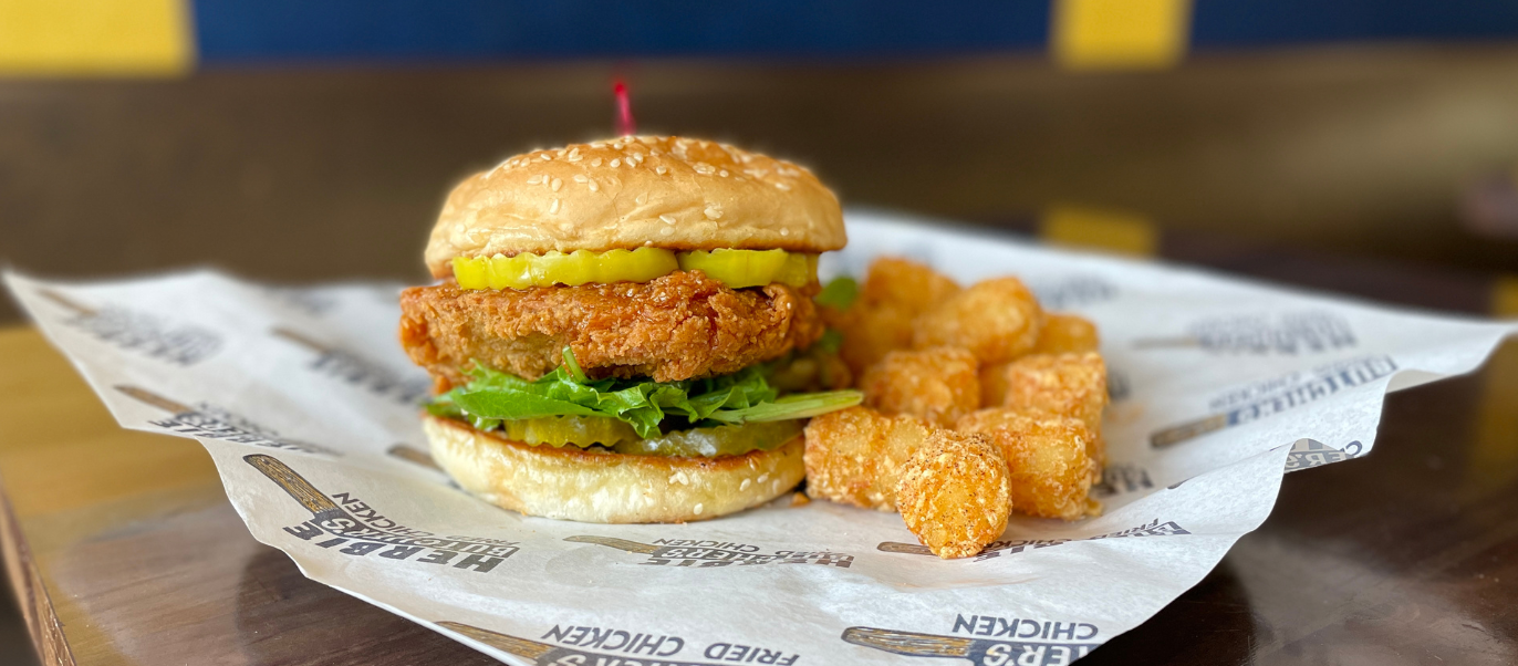 Hot Honee Chicken Sandwich with Tater Tots