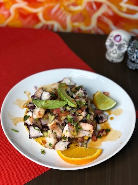 Tostada de Ceviche con Pulpo