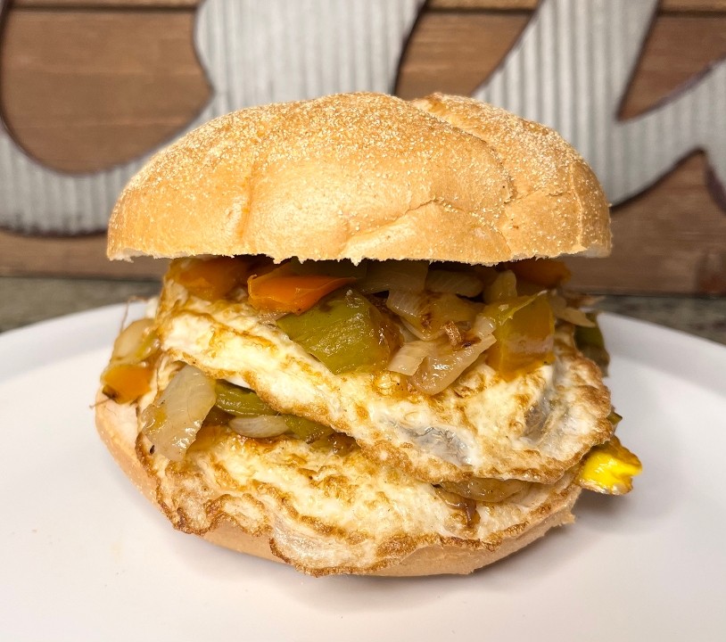 Peppers/Onions, Egg and Cheese Sandwich