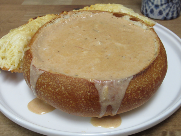Pan Roast Bread Bowl with Garlic Cheese lid