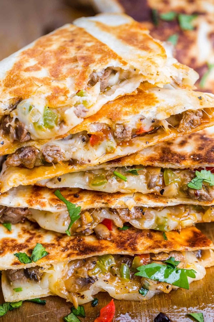 Philly Cheesesteak Quesadilla Peppers Onions Tomatoes