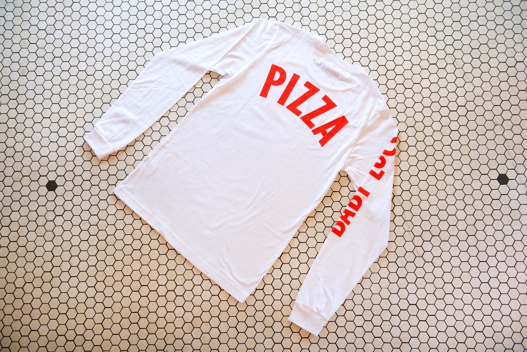 Pizza T-shirt - White (long sleeve)