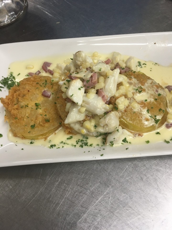 Fried Green Tomato & Crab Stack
