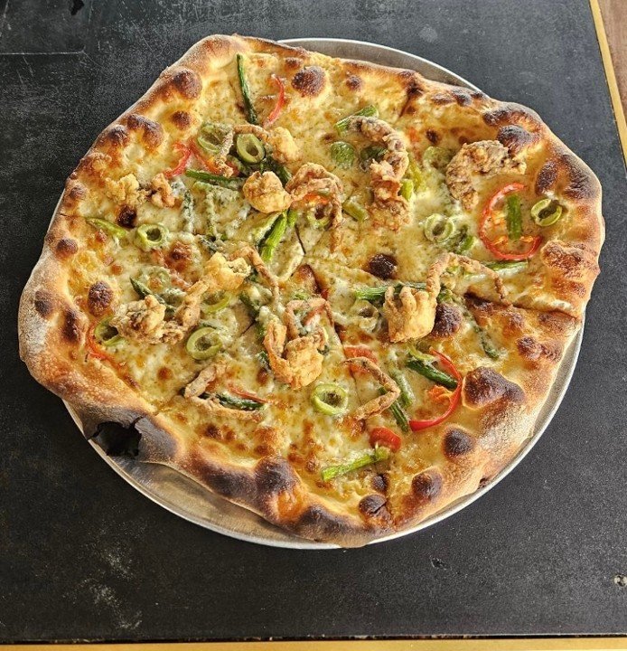Chicken Fried Soft Shell Crab Pizza