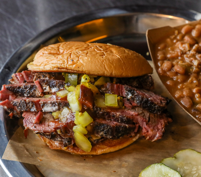 Dinosaur Bar B Que Buffalo Brisket Sandwich