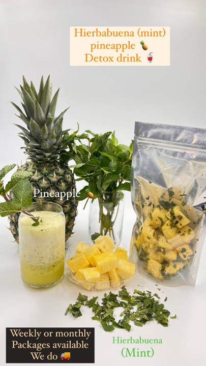 Hierbabuena (mint) pineapple detox pack (weekly pack 5 bags) give us 24 hours in advance