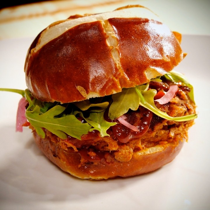 Pulled Pork Pretzel Bun