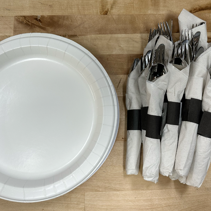 10" Plate, Napkin, Cutlery Rollup