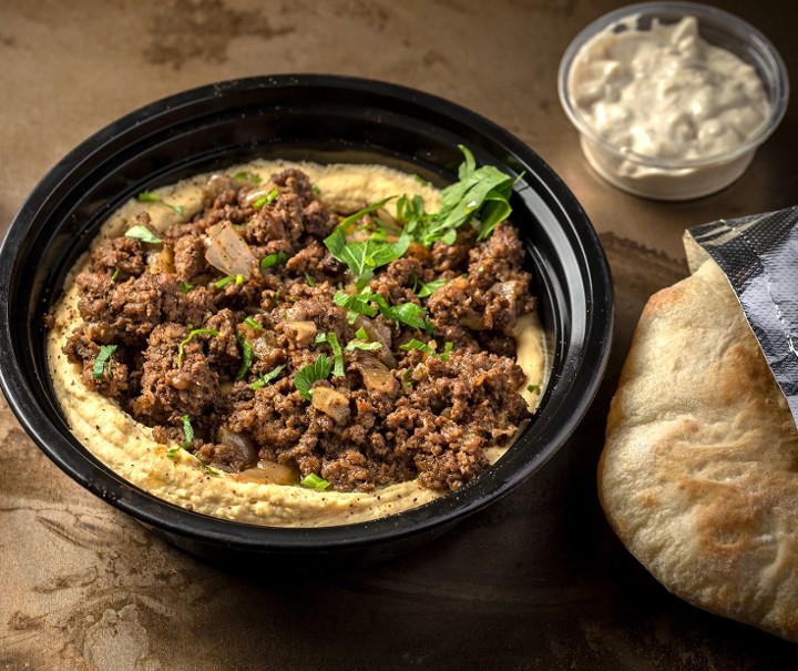 Baharat Spiced Beef Hummus Bowl