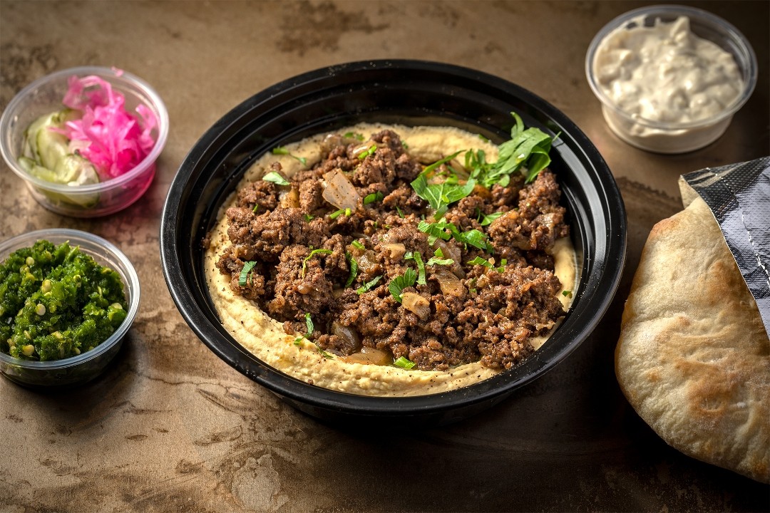Baharat Beef Hummus Bowl