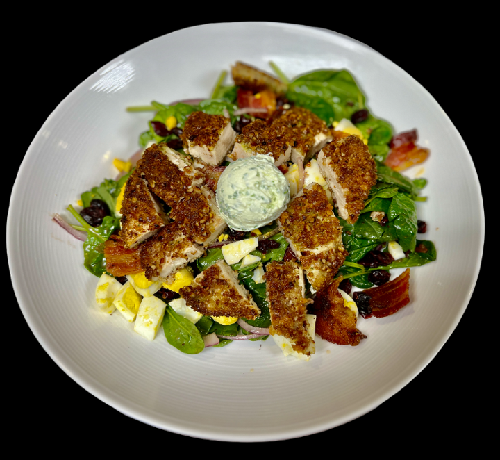 Pecan Crusted Chicken Spinach Salad