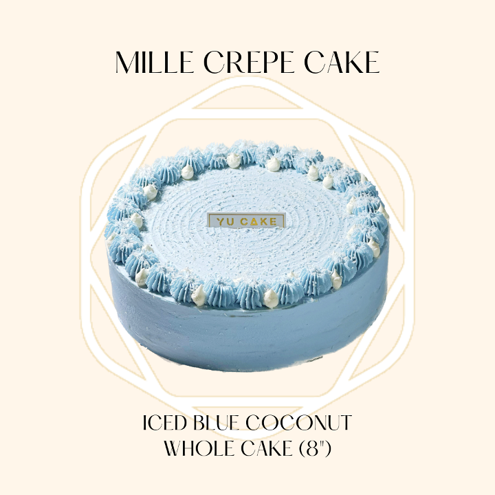 Whole Iced Blue Mille Crepe Cake