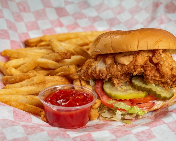 Spicy Fried Chicken Burger + Fries