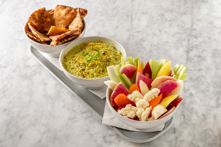 Green Pea and Lemon Hummus with Crudité