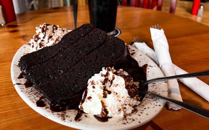 Slice of Oatmeal Stout Chocolate Cake