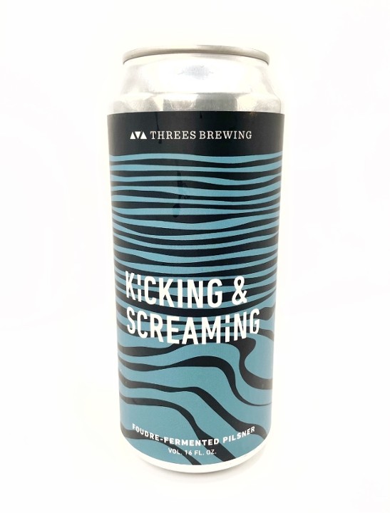 Threes Brewing Kicking & Screaming Foudre-Fermented Pilsner 16oz 5.2% ABV