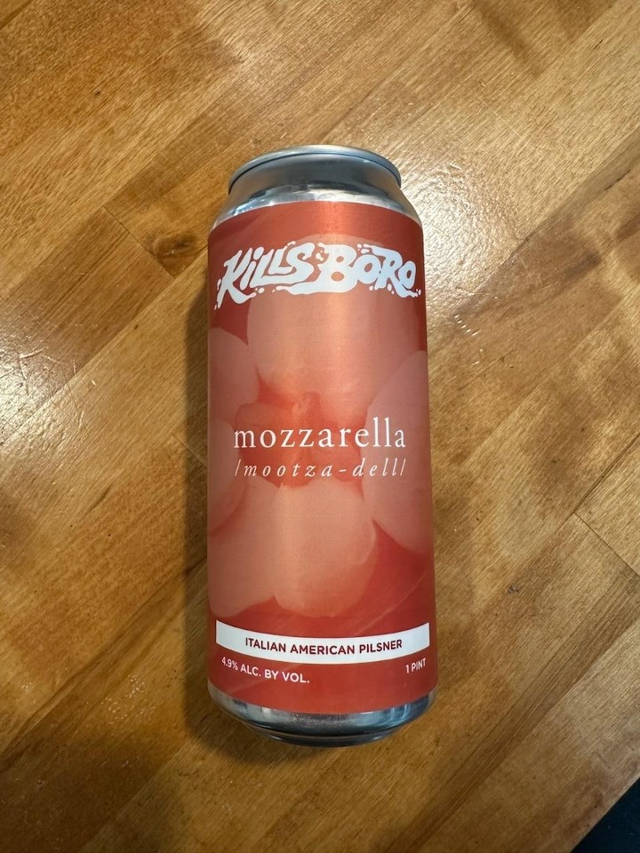 Killsboro- Mozzarella/mootza-dell/ Italian American Pilsner 16oz 4.9% ABV