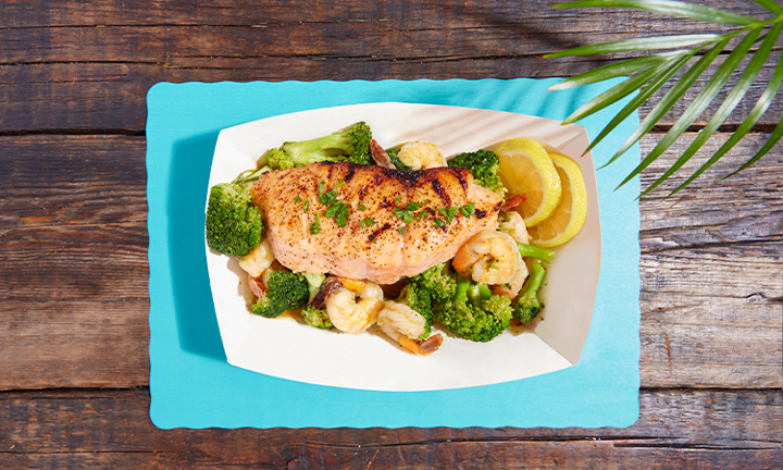 SALMON + SHRIMP + BROCCOLI WARM BOWL