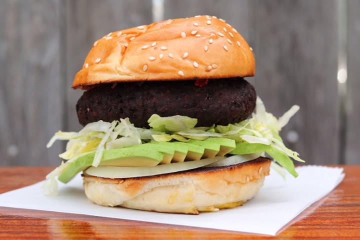 plantain & black bean vegetarian burger