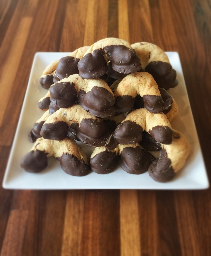 Chocolate Dipped Walnut Crescents