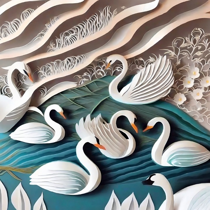 "Seven Swans-a-swimming" - Cookie Tin