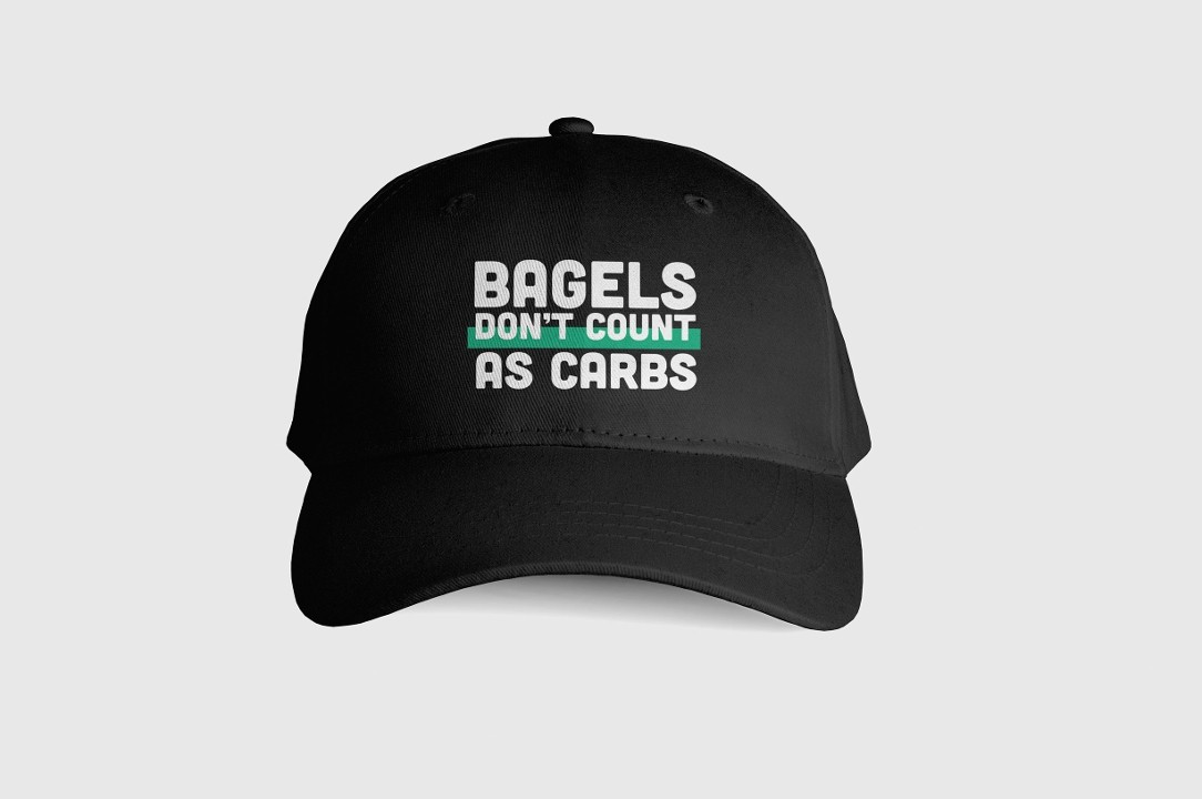 BAGEL DON'T COUNT AS CARBS HAT (BLACK)