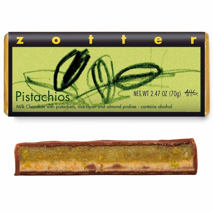 Zotter - Pistachios Chocolate Bar