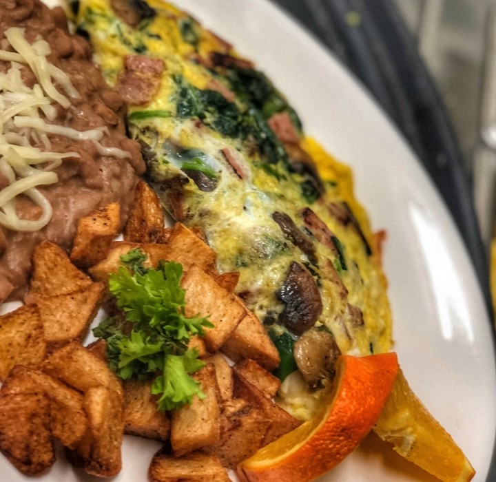 SPINACH AND MUSHROOM OMELETTE