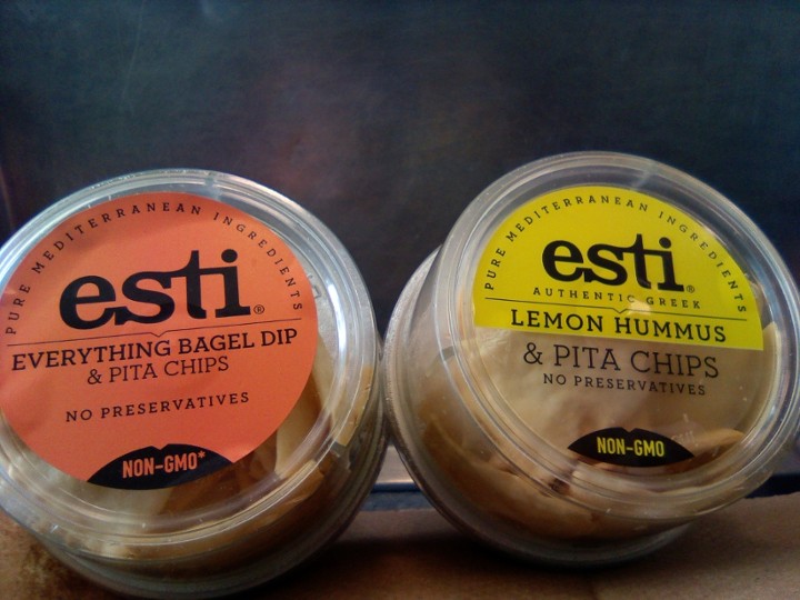 esti (Lemon Hummus & Pita Chips / Everything Bagel Dip & Pita chips) each