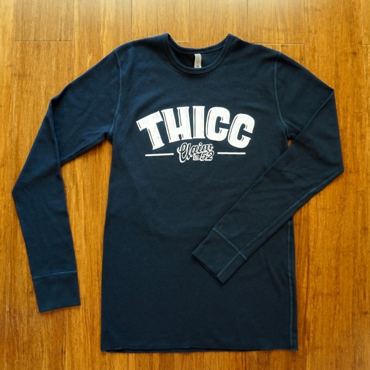Thicc Logo Waffle L/S Shirt- Navy