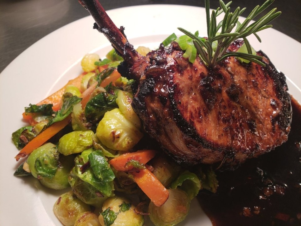 Maple Glaze Pork Chop with Brussel Sprouts