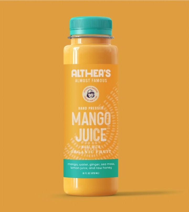 Mango Juice - Made with organic mango, ginger, lemon, raw honey, and sea moss. Mango juice nourishes your body with sufficient amounts of Vitamin C