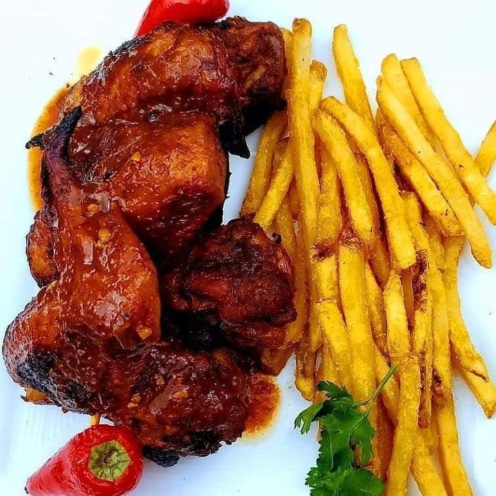 Jerk wings and fries