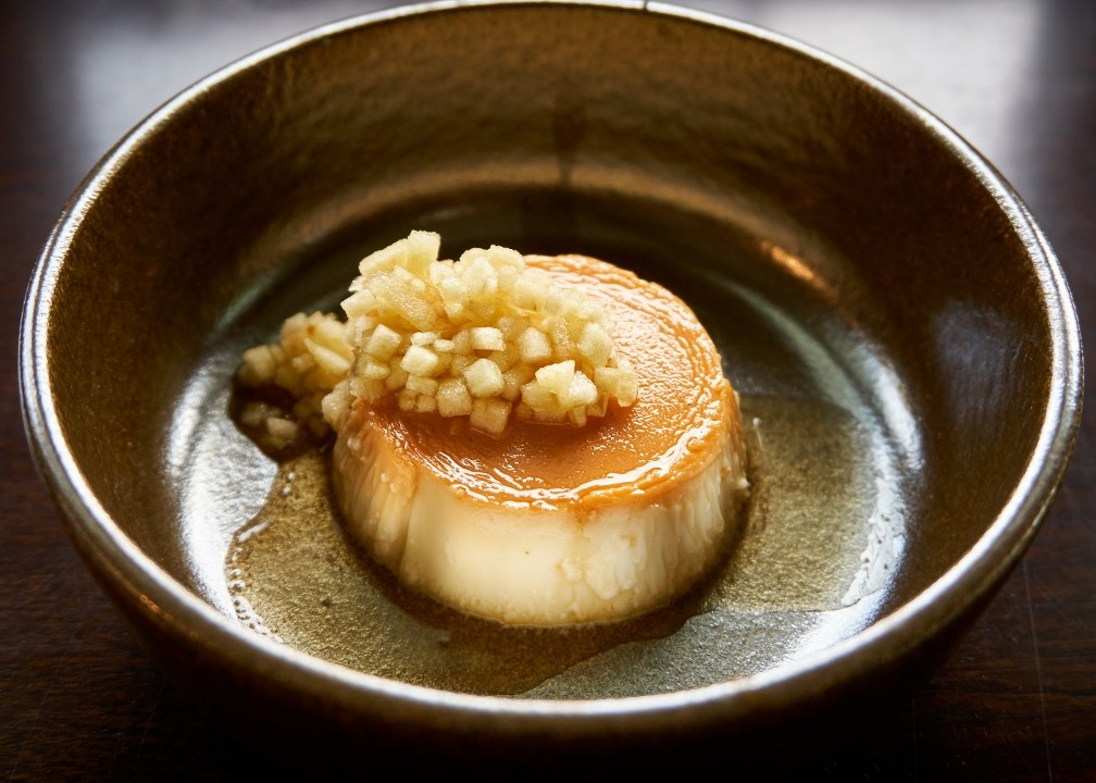 Flan with Maple poached Apple