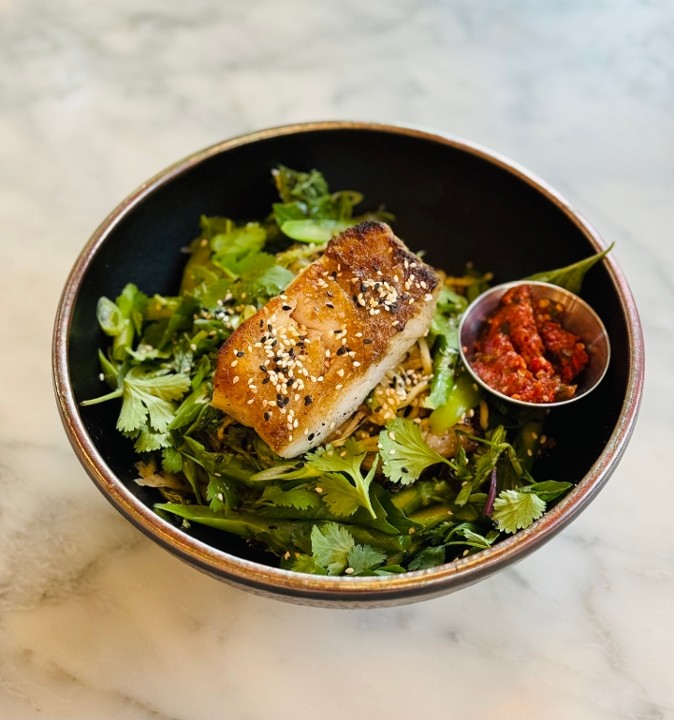 Seared Skin-on Texas Red Fish and Chilled Noodle Bowl
