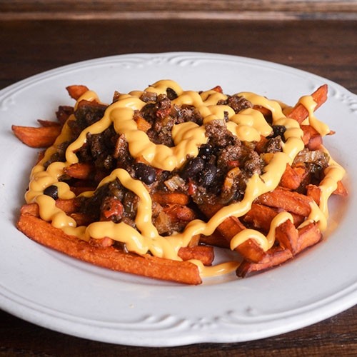 Sweet Potato Chili Cheese Fries