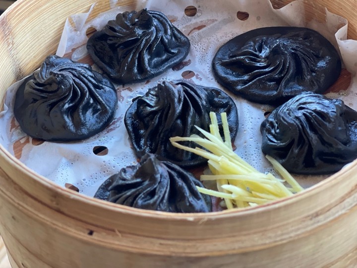 Black Malat Chili Oil Pork Soup Dumpling made with Squid ink & charcoal - Xiao Long Bao