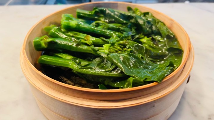 Steamed Chinese Broccoli with Vegan Oyster Sauce
