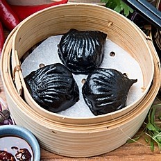 Black Ha Gow - Black Squid Ink Shrimp Dumpling with Malat Chili Oil (3 pieces)