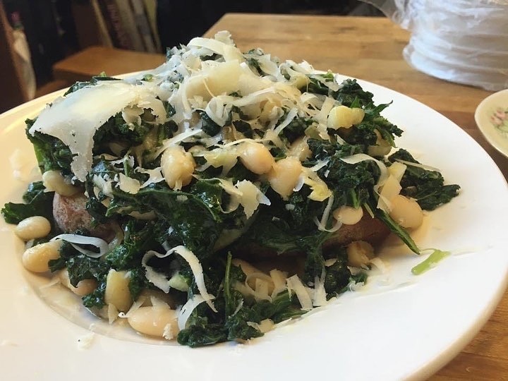 Open-Faced Sauteed Greens and White Beans on Grilled Bread