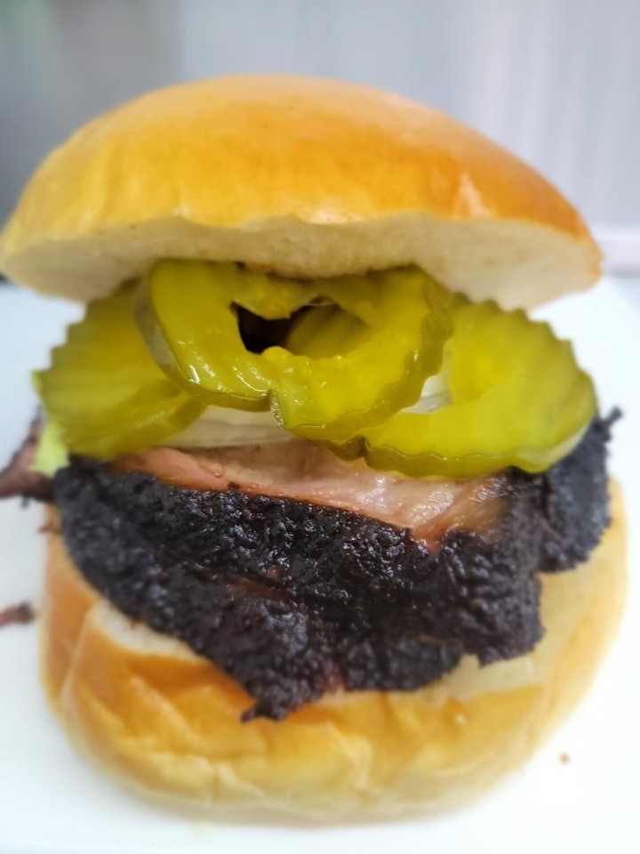 Sliced Brisket Sandwich with fries